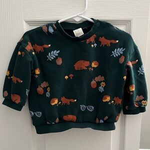 H&M Dark Green Animal Print Kids Sweatshirt 12M